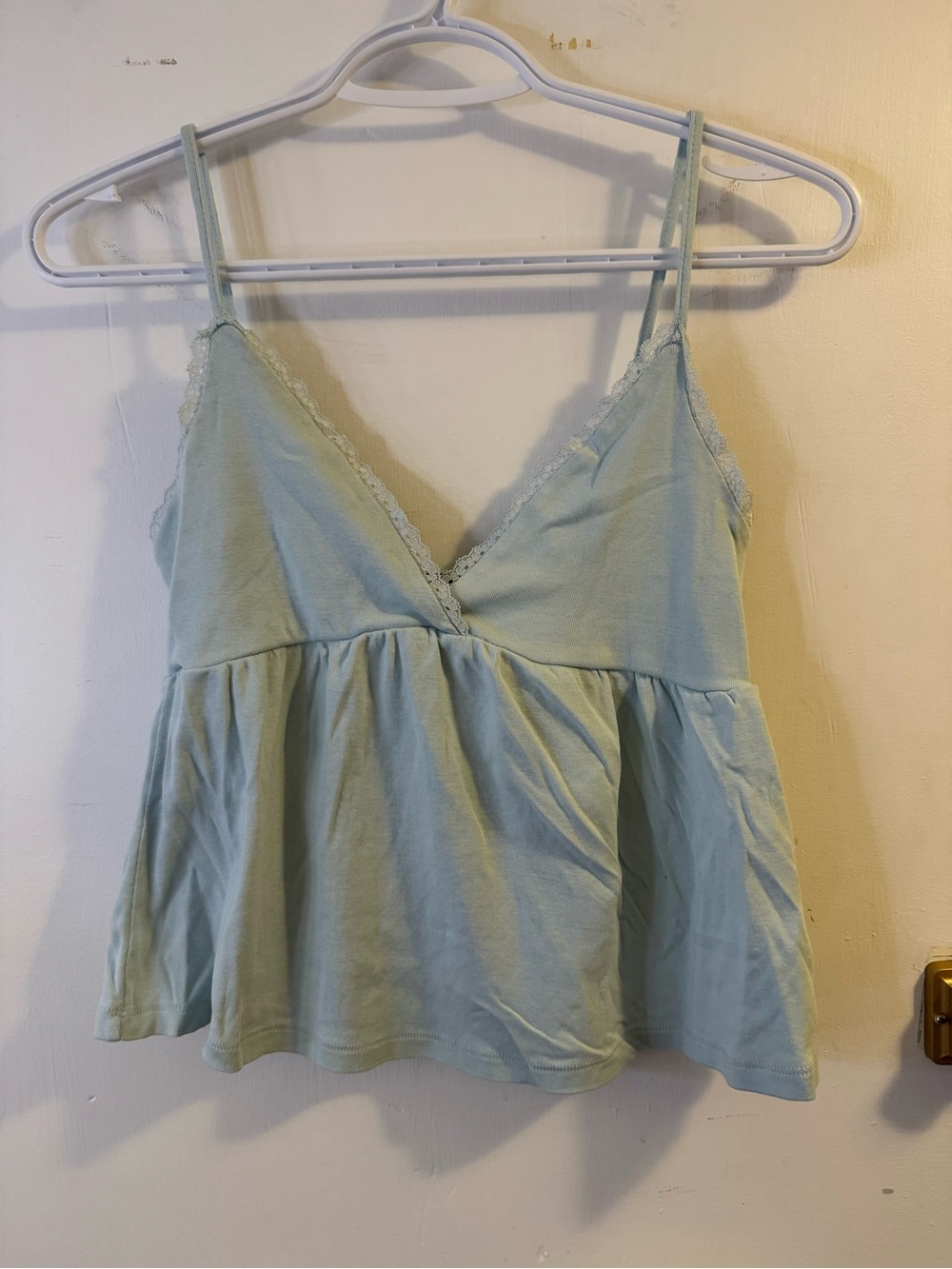 Streetwear Society Light Blue Lace Trim Peplum Cami